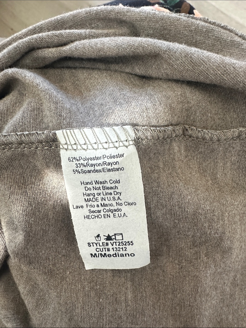 Vanilla Bay Taupe Raglan Long Sleeve Top with Floral & Stripes - Picture 2 of 2